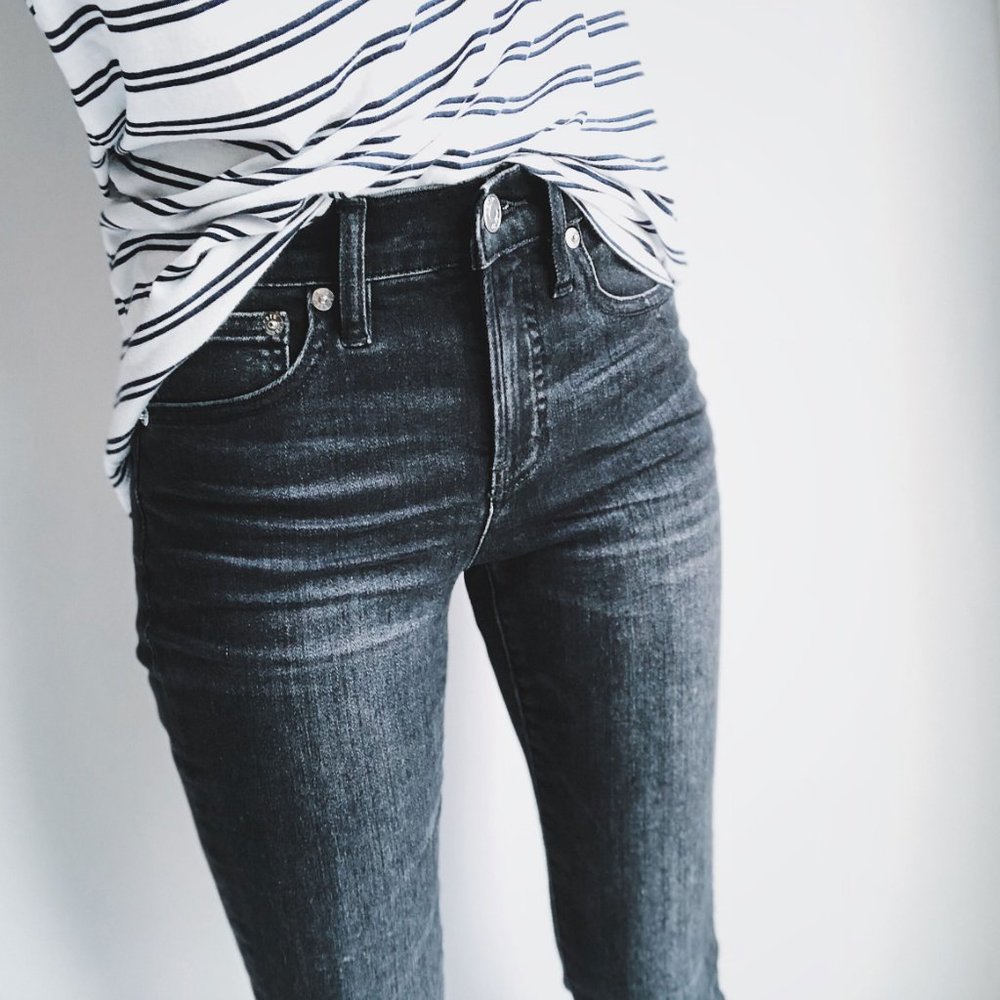 J.Crew 9" High Rise Toothpick Jean in Charcoal